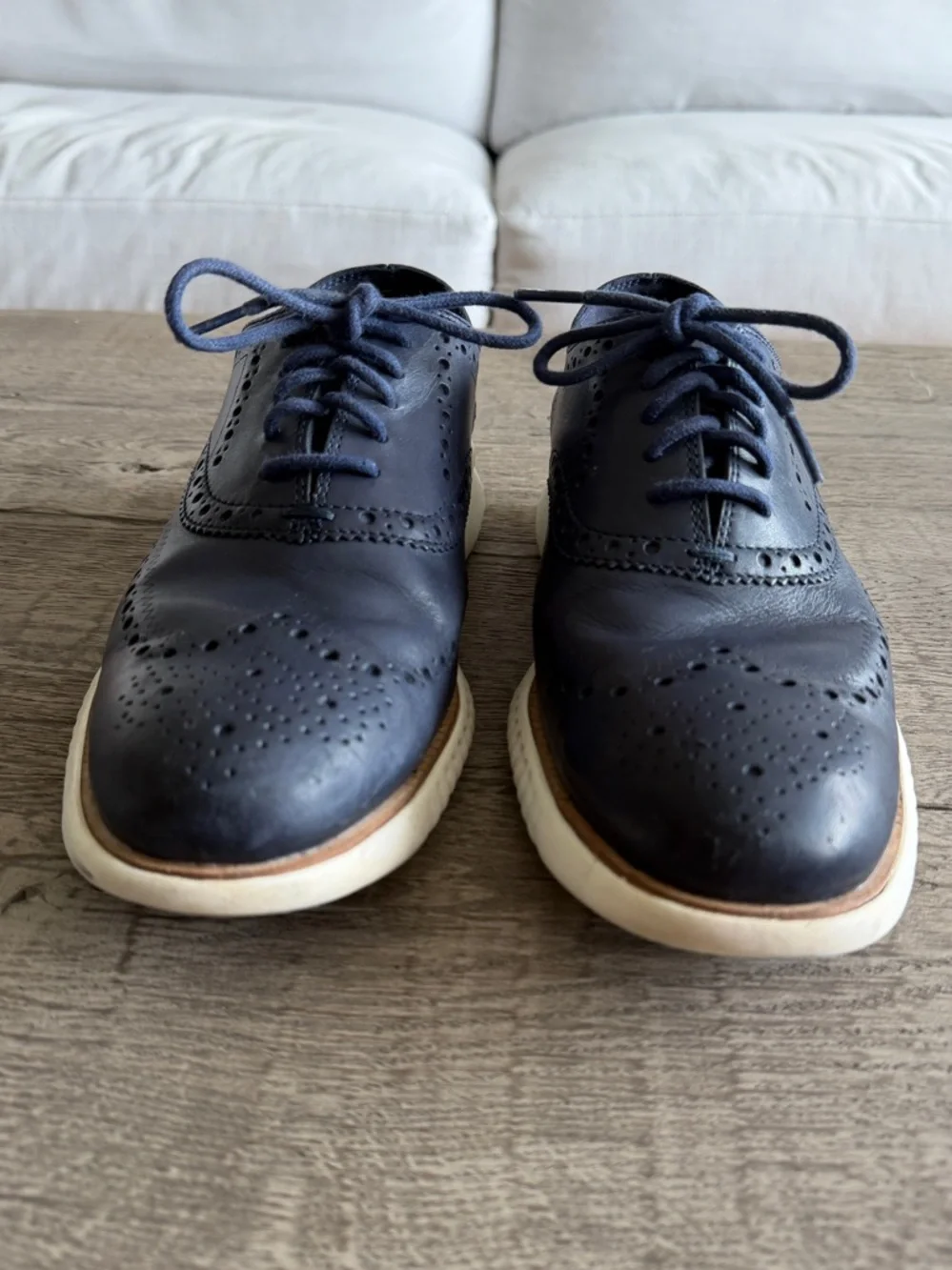 Cole Haan ZeroGrand Wingtip Oxford Navy Leather Shoes Men’s 7.5M - Picture 6 of 15